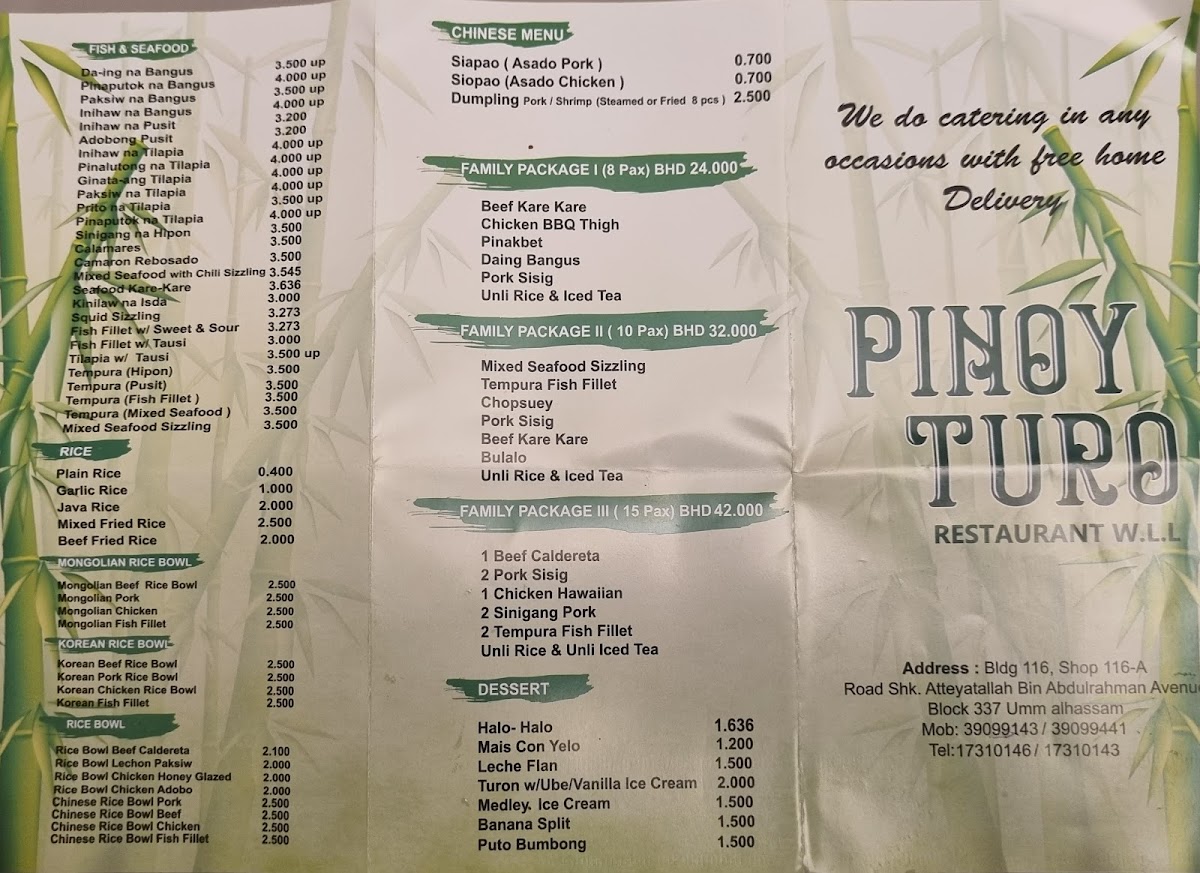 Menu Pinoy Turo Restaurant W.l.l-8