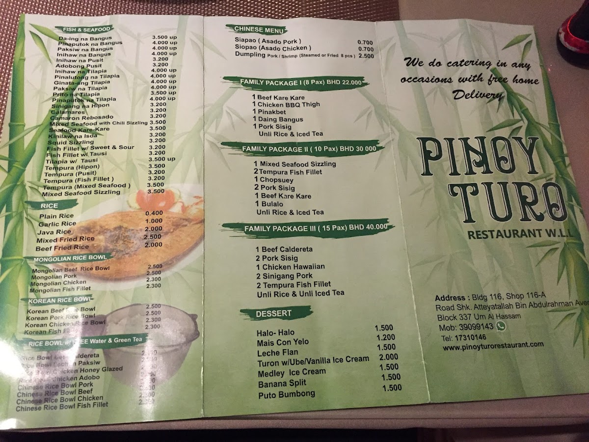 Menu Pinoy Turo Restaurant W.l.l-9